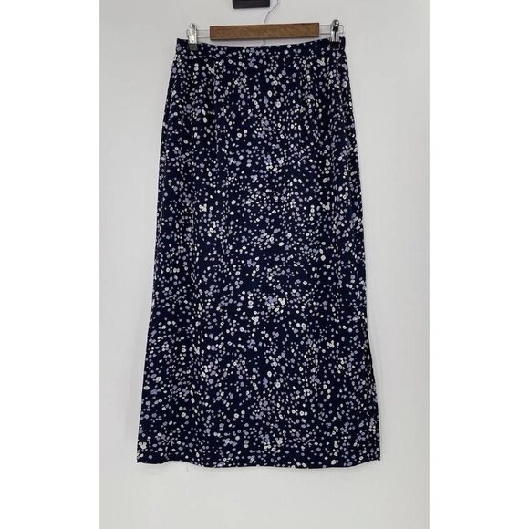 Pendleton Women’s Floral Navy Maxi Skirt Sz 6 Side Slit Cottage Prairie Modest - Picture 1 of 12